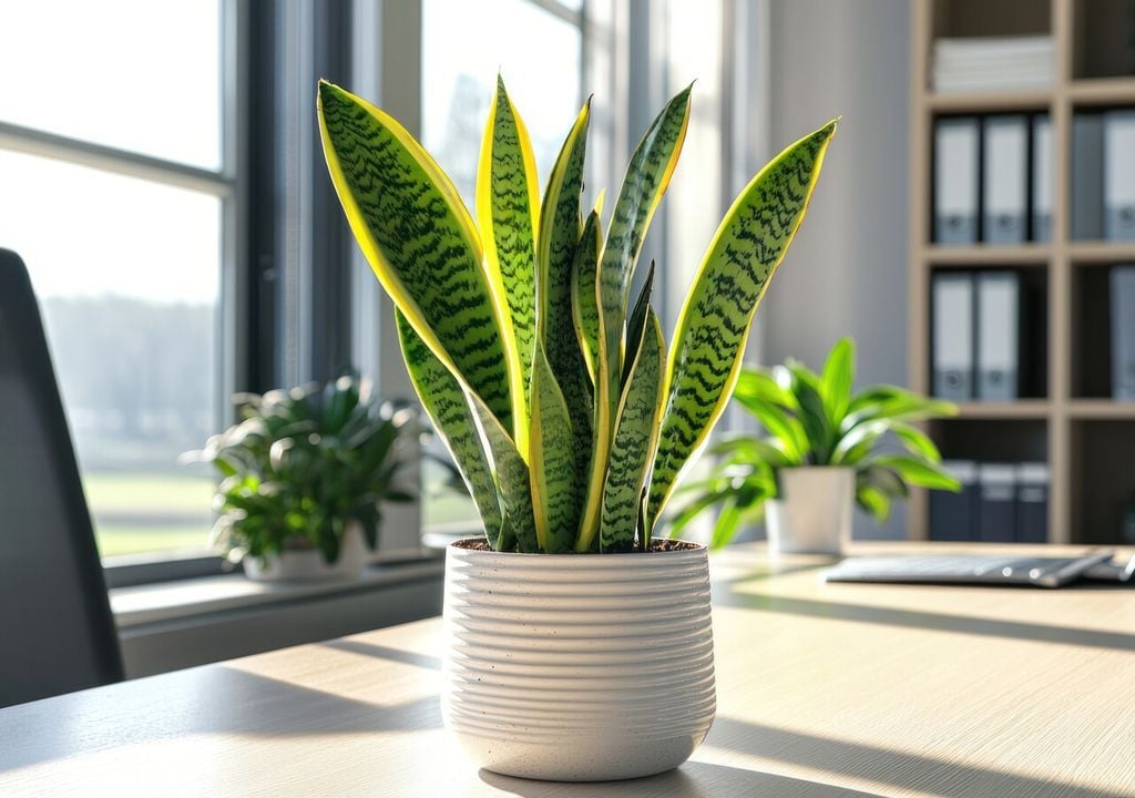 lengua de suegra Cada hoja puede almacenar agua hasta por tres semanas. Su estructura fibrosa actúa como depósito natural, lo que explica su resistencia al olvido.