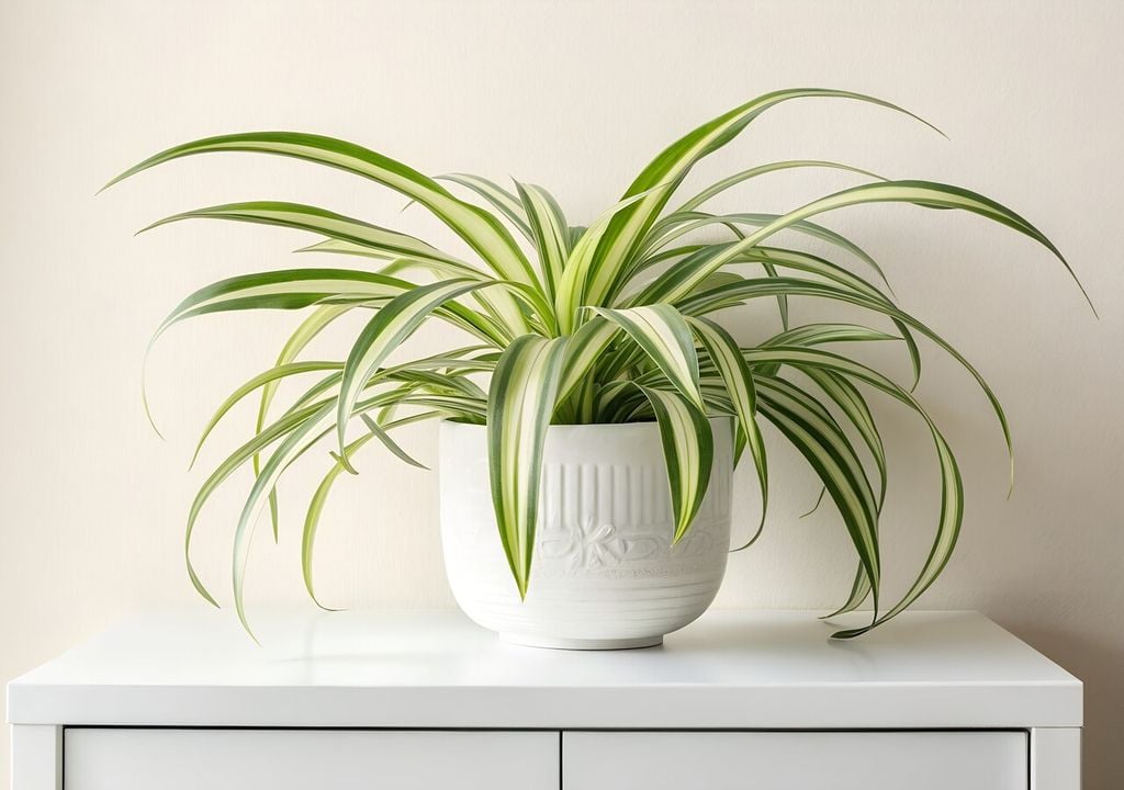 mala madre Flexible y resistente: sus hojas arqueadas sobreviven al aire acondicionado y se regeneran fácilmente. Además, purifica el aire de monóxido de carbono.