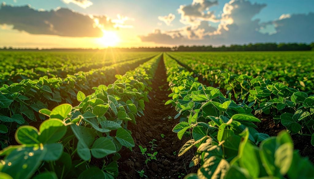 Bioinsumos, soja, campo Bioinsumos são usados na agricultura para apoiar a nutrição das plantas e o manejo de pragas.