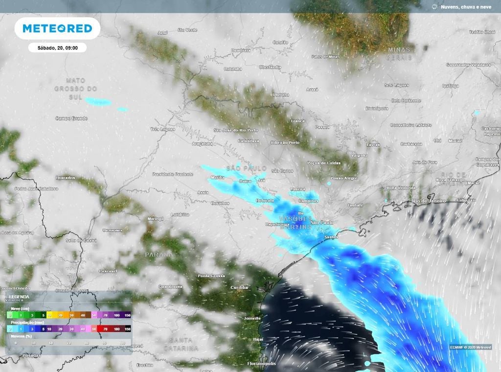 Nova frente fria vai trazer as chuvas de volta à São Paulo capital entre a manhã e a tarde do próximo sábado (20).