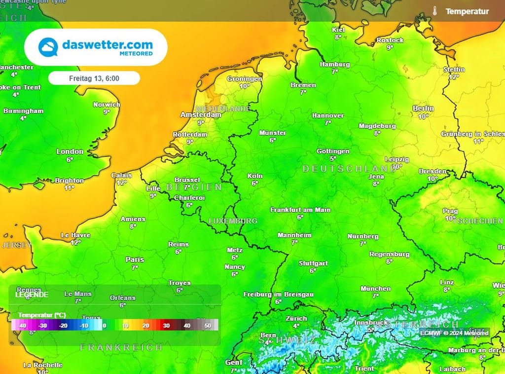 frühwerte, deutschland, freitag, ecmwf