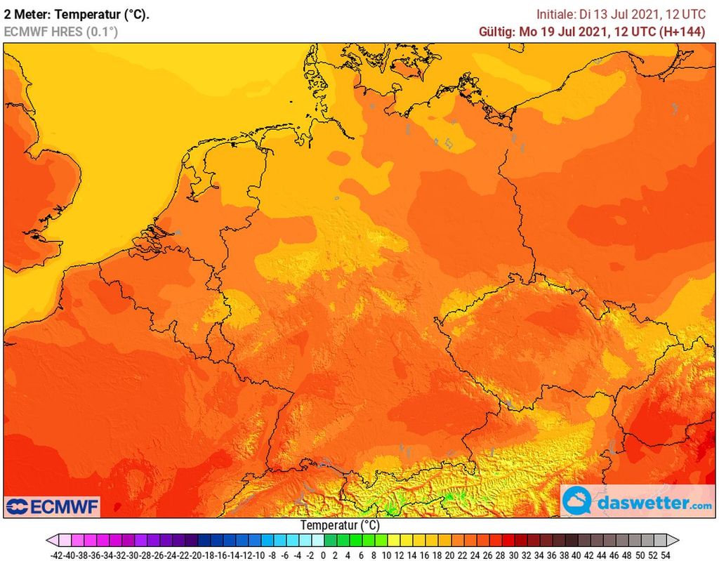 Temperaturen am Montag Temperaturen am Montag