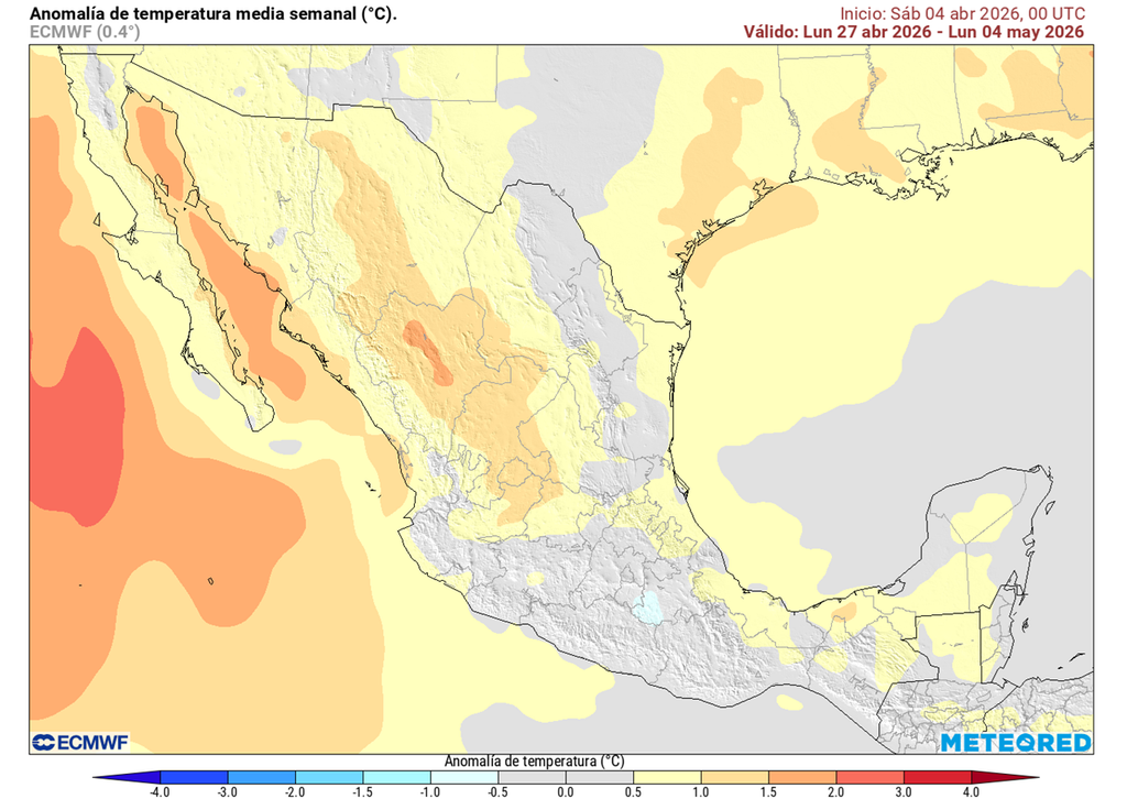 Los siguientes días de abril, el calor tendrá menor intensidad que otros años por lluvias y hasta posibles masas polares, excepto en el Pacífico donde seguirá muy caluroso.