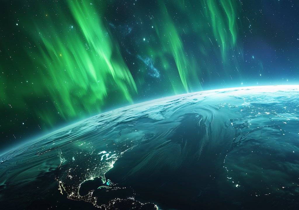 Symbolbild: Seltene Polarlichter über Deutschland: Während der extrem starke S4-Sonnensturm die Magnetosphäre aufwühlte, erleuchteten energiereiche Teilchen die Nacht in leuchtenden Farben.