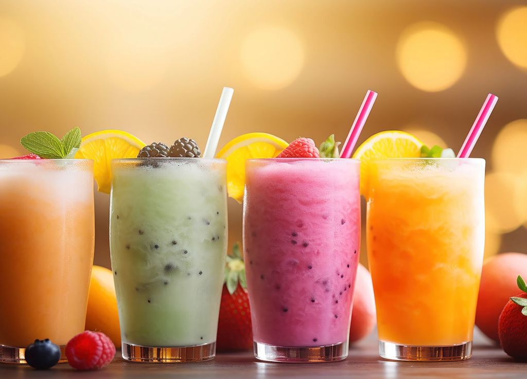 El sorbete, refrescante elaborada con agua, azúcar, fruta y a veces jugo de limón y para adultos tequila