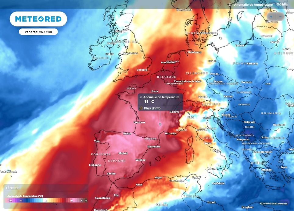 Un nouvel afflux d'air très chaud est attendu sur la France en seconde partie de semaine Un nouvel afflux d'air très chaud est attendu sur la France en seconde partie de semaine