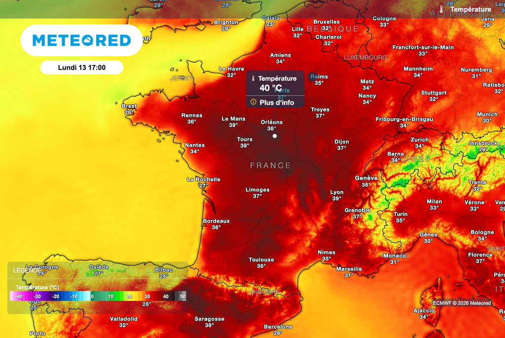 Des pointes à plus de 40 degrés toujours envisagées en début de semaine prochaine !