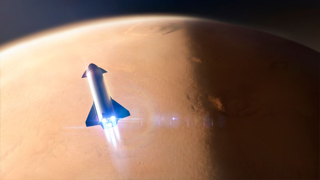 Il sistema integrato Super Heavy e Starship V3 è il più alto e potente mai costruito, con i suoi 124 m di altezza (4 m in più della precedente, la V2). Il razzo supera di ben 14 m il Saturn V del programma Apollo e sprigiona al lancio una spinta di circa 80 MegaNewton (8.150 tonnellate di spinta), più del doppio rispetto all'SLS che ha portato la Orion a sorvolare la Luna. Nella foto una simulazione della Starship verso Marte.