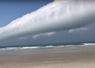 Spectacular roll cloud filmed from a beach in Guaratuba, Brazil