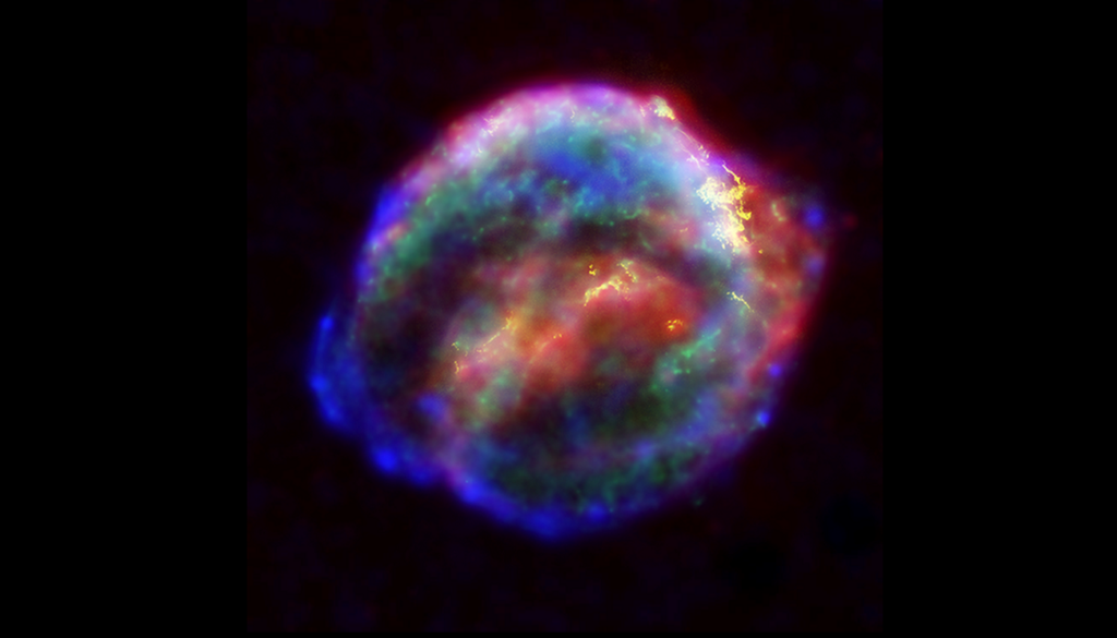Die Lokale Interstellare Wolke besteht womöglich aus der Materie längst vergangener Sternexplosionen, deren Partikel wir beim Durchqueren aufnehmen. Im Bild ist der Überrest der berühmten Supernova 1604 (SN 1604) aus dem Jahr 1604 zu sehen, auch bekannt als Keplers Supernova oder Keplers Stern. Bild: NASA/ESA/JHU/R. Sankrit & W. Blair