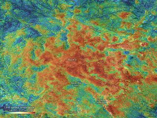 Stifling urban heat island effect captured from space in new satellite images