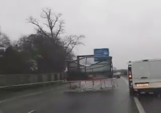 Storm Brendan: trampoline blocks motorway in Ireland