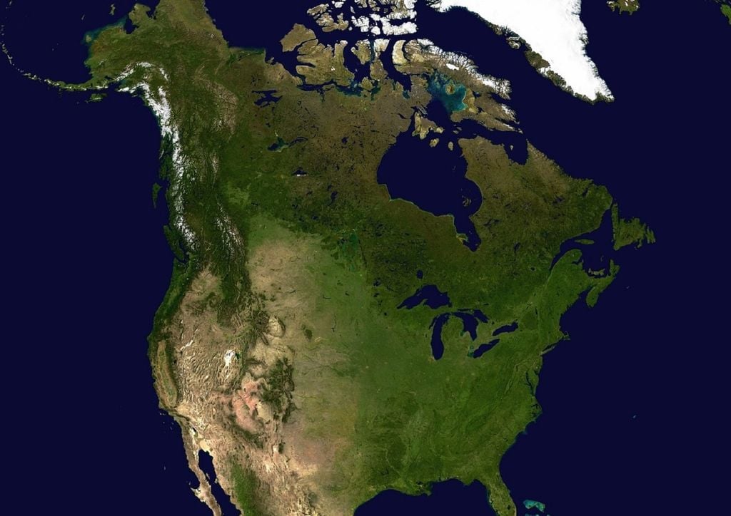 continente norteamericano visto desde el espacio