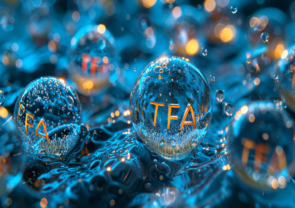 Trifluoroessigsäure, TFA, Schadstoff, FCKW-Ersatzstoffen, Chemikalie, Umwelt, Wasser, Risiko, Mensch, Natur Trifluoroessigsäure (TFA) – langlebiger Schadstoff aus FCKW-Ersatzstoffen. Die Chemikalie reichert sich in Umwelt und Wasser an und stellt ein langfristiges Risiko für Mensch und Natur dar