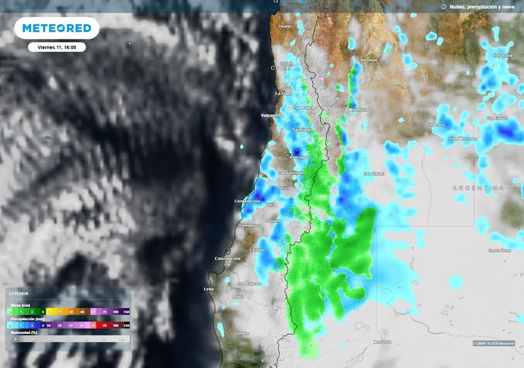 El viernes 11 será un día de chubascos y posibilidad de tormentas eléctricas en sectores del Centro y Norte Chico.