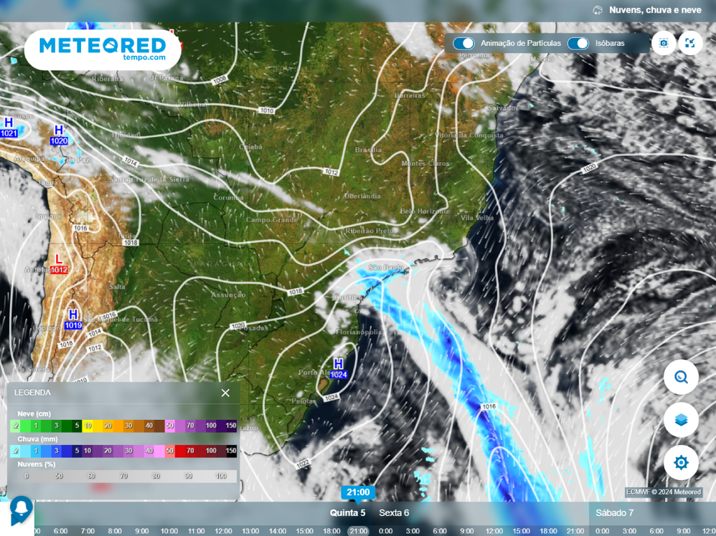 previsão, ecmwf, nuvens, precipitação