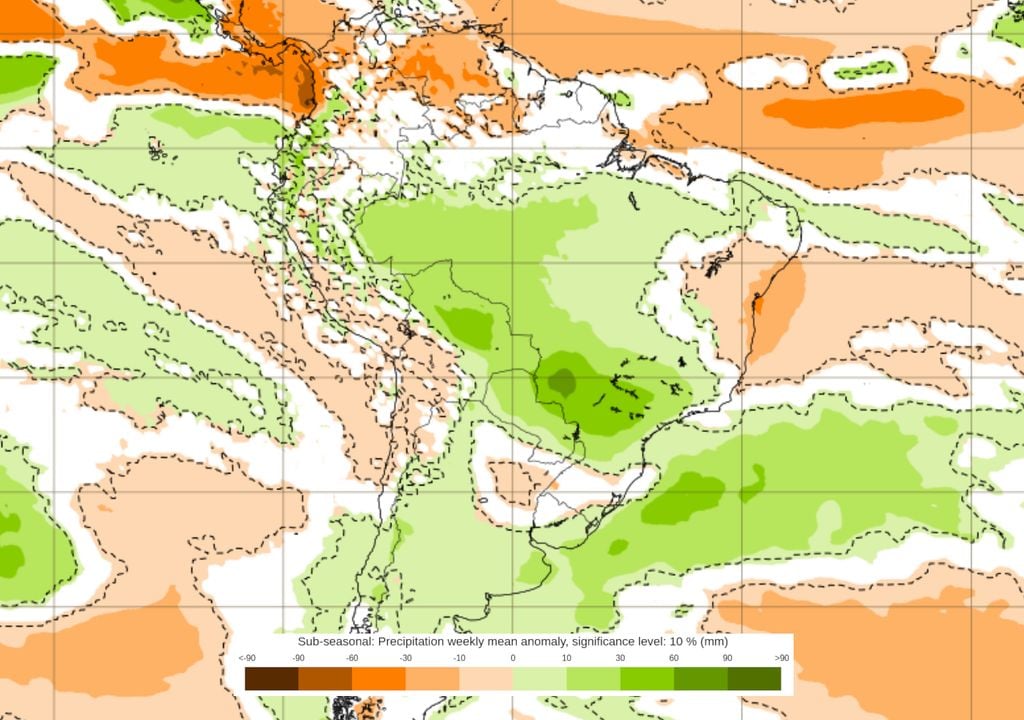 Previsão de anomalias de chuva entre os dias 8 e 15 de Junho mostra um aumento dos acumulados totais sobre a maior parte do Brasil ao longo da semana que vem.