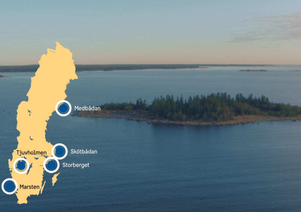 Mapa referencial de las 5 islas que son parte del concurso de Visit Sweden. Imagen: captura Visit Sweden.