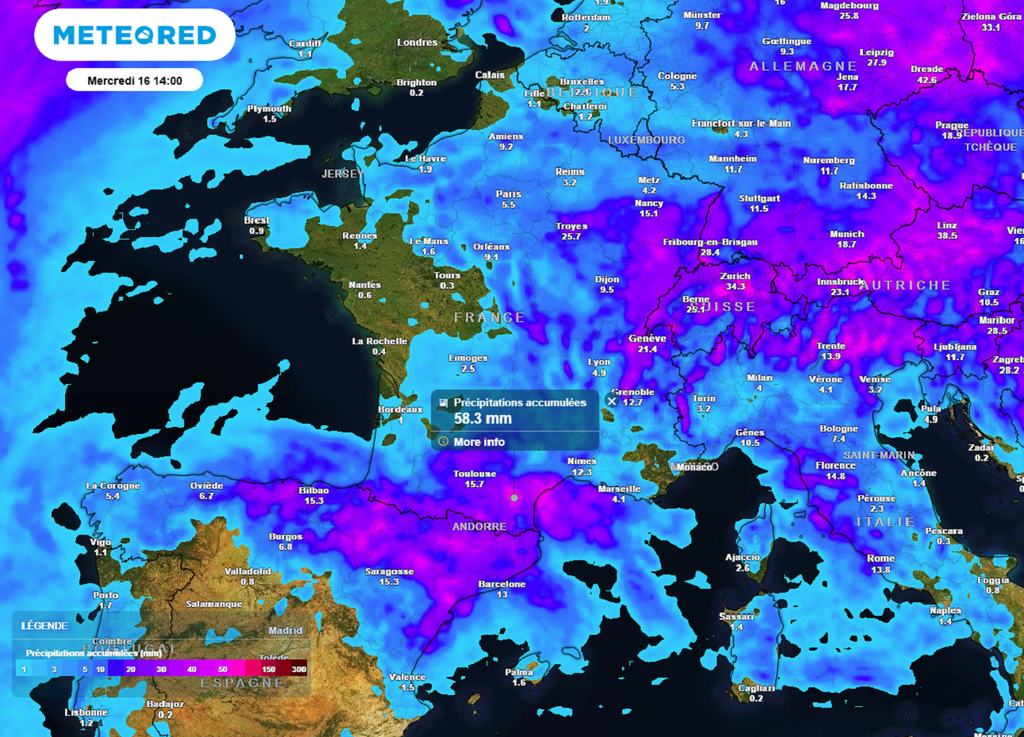 Avec les orages prévus en fin de week-end au sud, les cumuls seront localement conséquents. Avec les orages prévus en fin de week-end au sud, les cumuls seront localement conséquents.