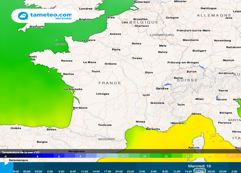 Les températures de l'eau sont encore bien fraîches notamment entre Bretagne et Hauts-de-France. Douceur plus appuyée en direction du bassin méditerranéen.
