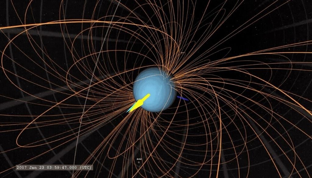 Superionisches Eis könnte die eigentümlichen Magnetfelder von Uranus und Neptun erklären. Superionisches Eis könnte die eigentümlichen Magnetfelder von Uranus und Neptun erklären. Bild: NASA/JPL/Scientific Visualization Studio/Tom Bridgman