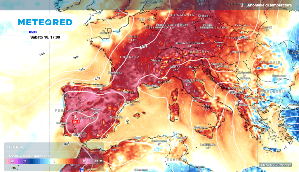 Anomalie termiche in questo fine settimana del 18-19 aprile 2026 in Europa: dalla Spagna all'Italia, valori molto elevati per il periodo.