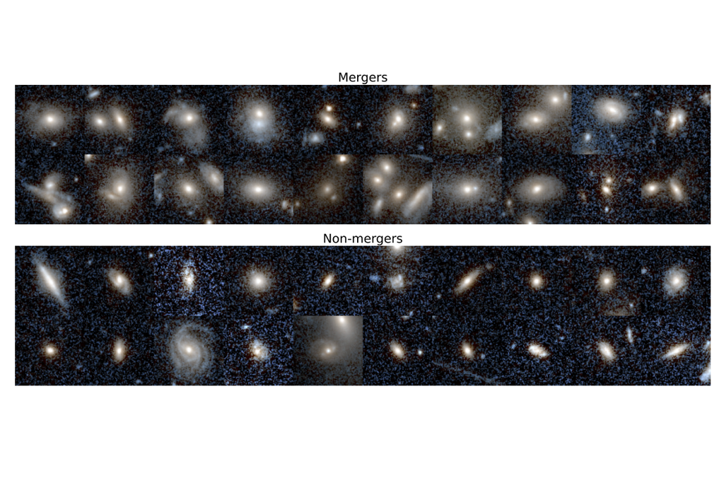 Euclid encontrou milhões de galáxias que estão em processo de fusão e que não estão, com isso foi possível encontrar uma relação entre processo de fusão e AGNs. Crédito: Euclid Collaboration 2025 Euclid encontrou milhões de galáxias que estão em processo de fusão e que não estão, com isso foi possível encontrar uma relação entre processo de fusão e AGNs. Crédito: Euclid Collaboration 2025