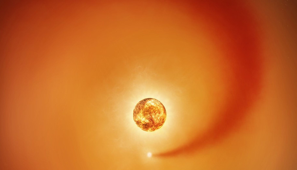 Se confirmada, a companheira pode explicar variações de brilho e outros comportamentos incomuns observados em Betelgeuse ao longo de décadas. Crédita: NASA