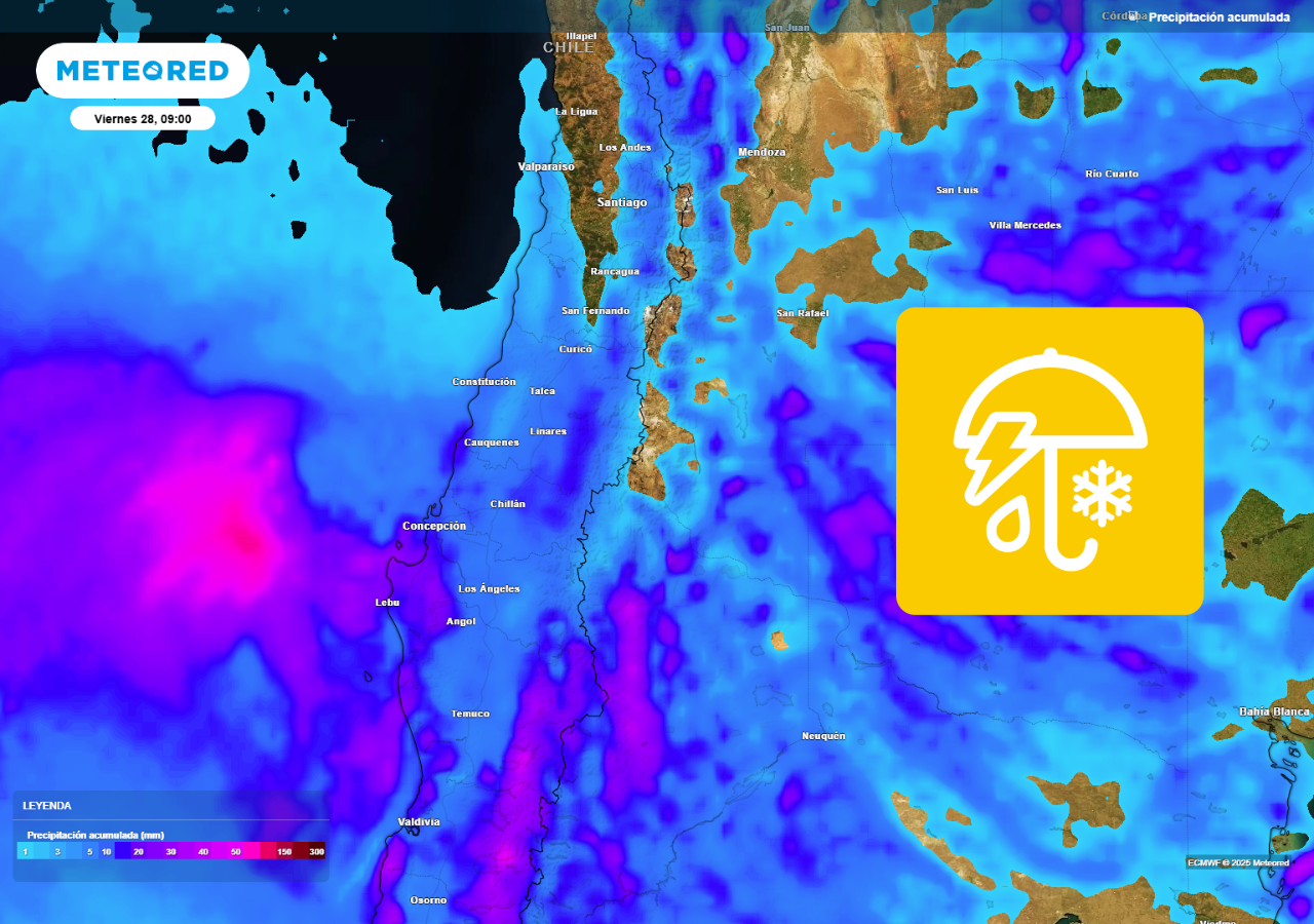 El avance de un sistema frontal y la formación de una baja segregada dejarán condiciones favorables para el regreso de las precipitaciones a la zona central. Además, podrían registrarse tormentas eléctricas durante la próxima semana.