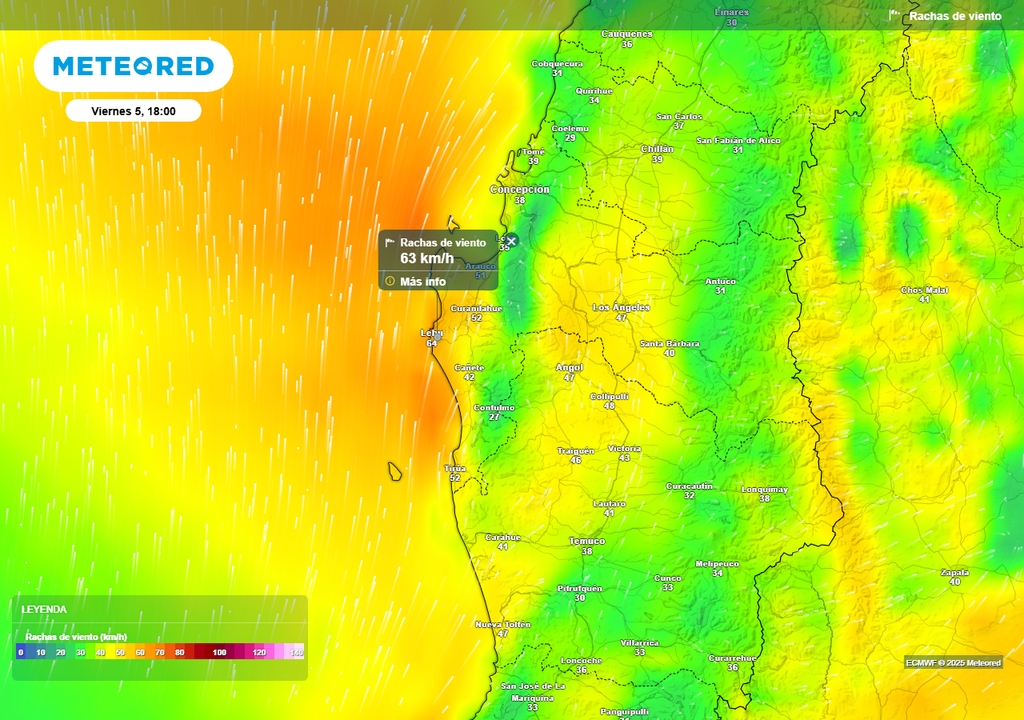 Calor extremo y fuertes rachas de viento, Biobío, Meteored, Chile Calor extremo y fuertes rachas de viento, Biobío, Meteored, Chile