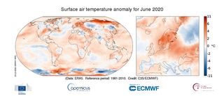 Temperaturas en junio de 2020 a nivel global: muy cálidas