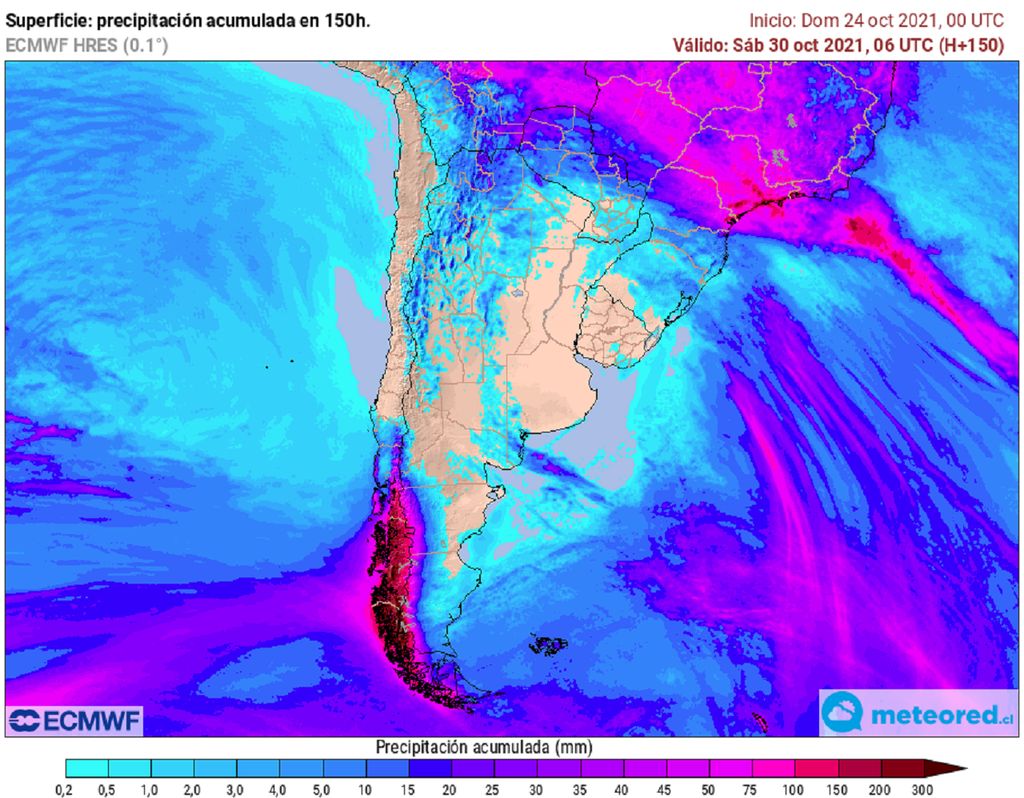 precipitación acumulada; modelo ECMWF precipitación acumulada; modelo ECMWF