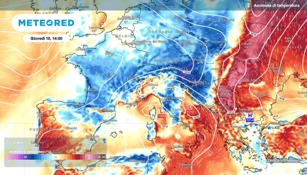 Abbassamento delle temperature anche sull'Italia da giovedì 10 settembre.