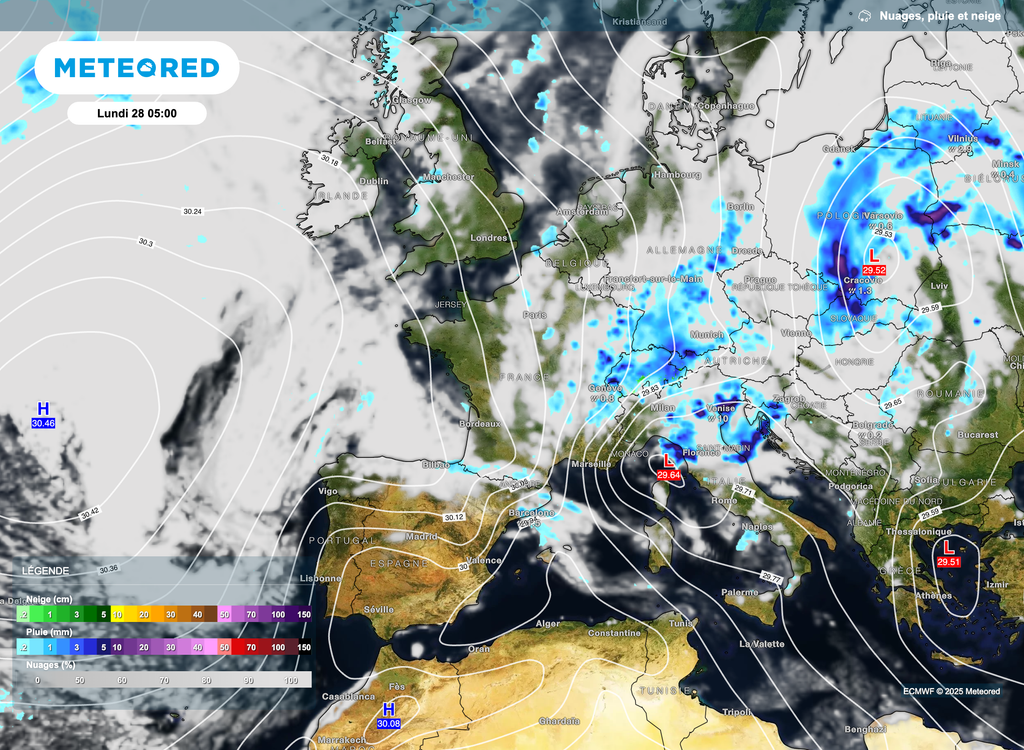 Plus sec à l'ouest et encore un risque d'averses à l'est en début de semaine.