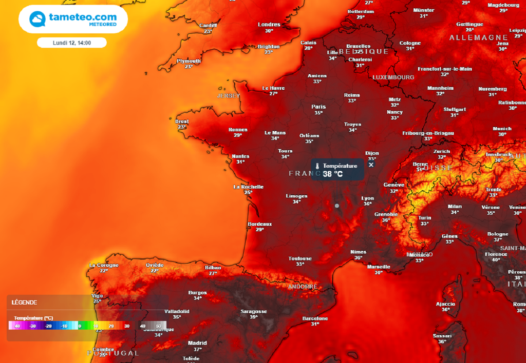 Lundi, ce sont les régions centrales qui subiront les températures les plus élevées avec des pointes à 38°C attendues. Lundi, ce sont les régions centrales qui subiront les températures les plus élevées avec des pointes à 38°C attendues.