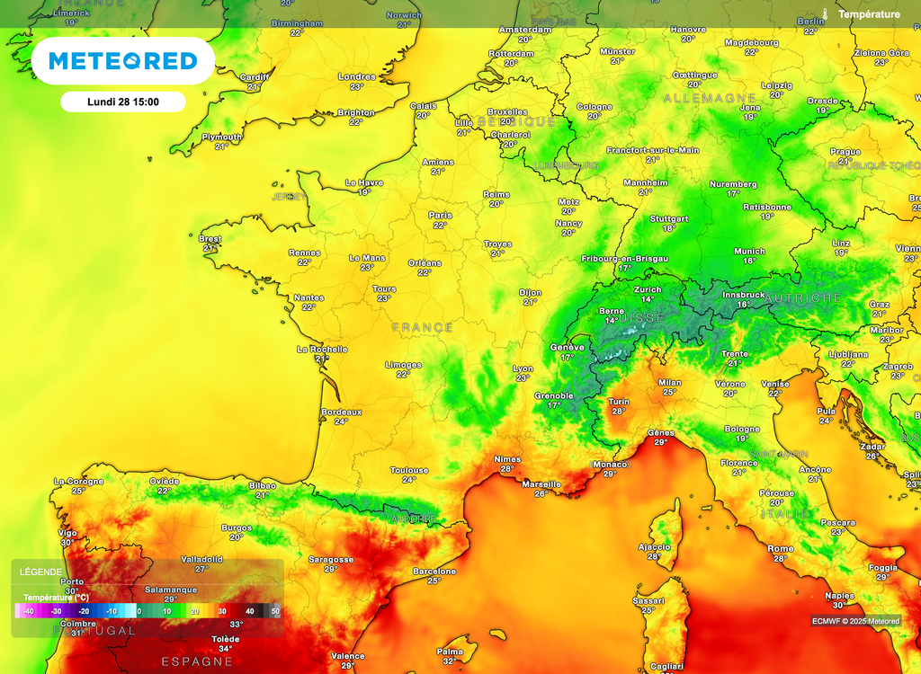 Petite douceur voire un peu de fraîcheur pour lundi après-midi.