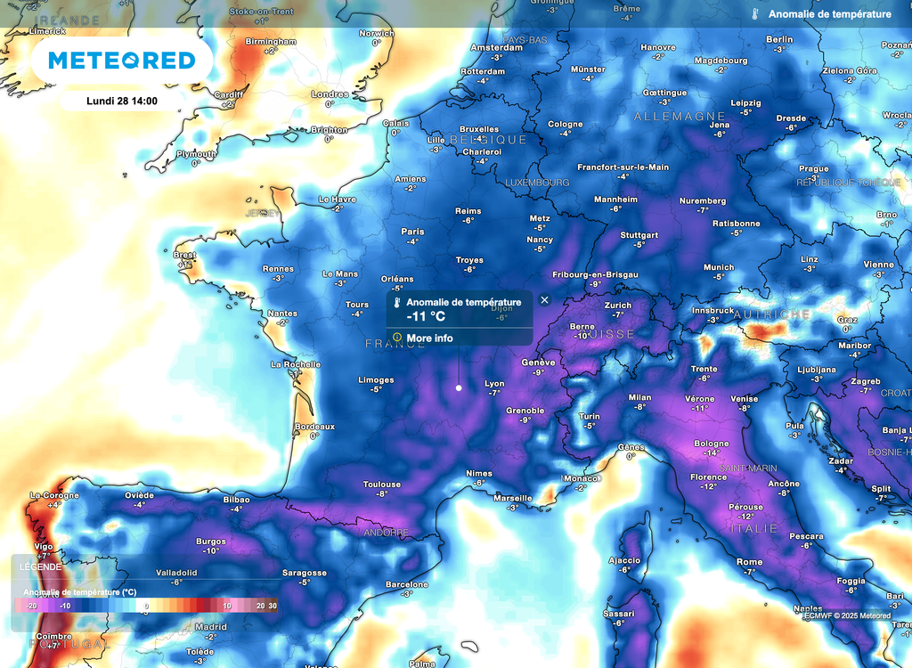 Des températures parfois bien en-deçà des normales.