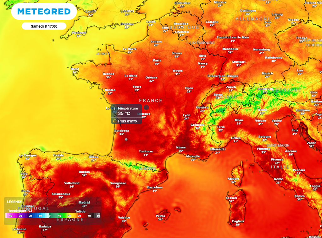 Ce week-end, une nouvelle hausse du mercure est envisagée avec 35°C ou plus dans toutes les régions méridionales. Ce week-end, une nouvelle hausse du mercure est envisagée avec 35°C ou plus dans toutes les régions méridionales.