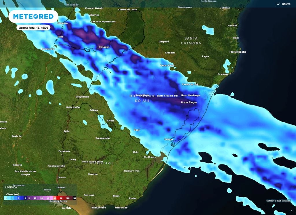 Previsão de chuva para a tarde desta quarta-feira (18) no RS. Previsão de chuva para a tarde desta quarta-feira (18) no RS.