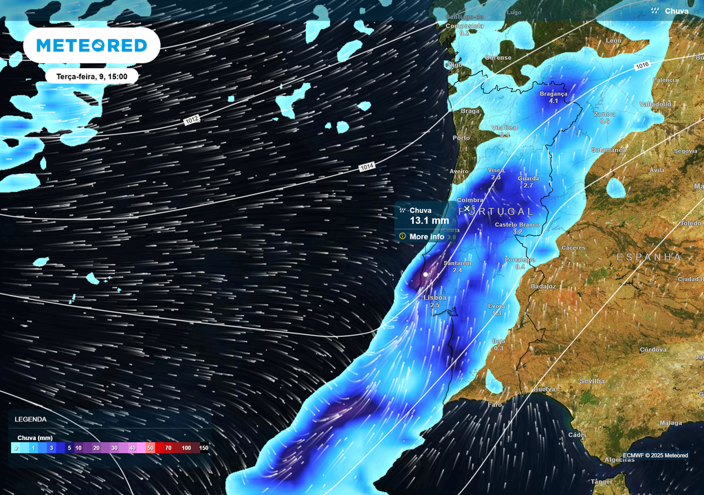Mapa atmosférico: chuva