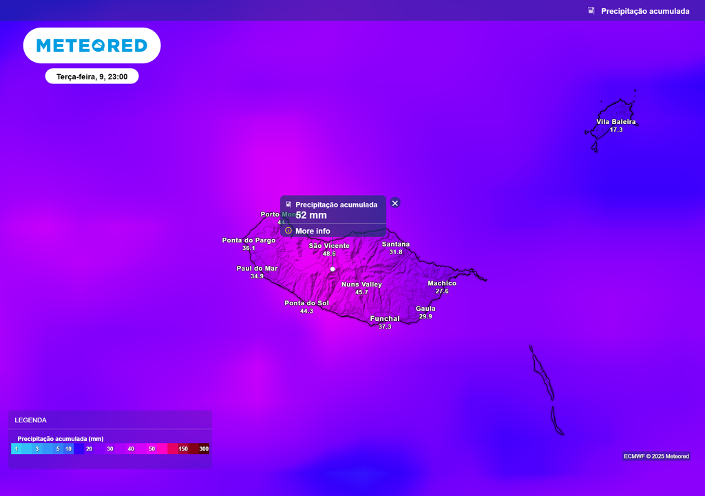 Mapa atmosférico: Precipitação acumulada