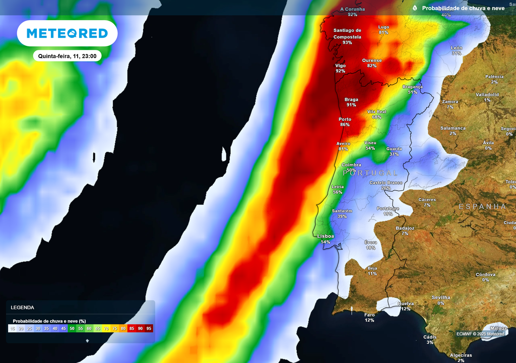 Mapa atmosférico: Probabilidade de chuva