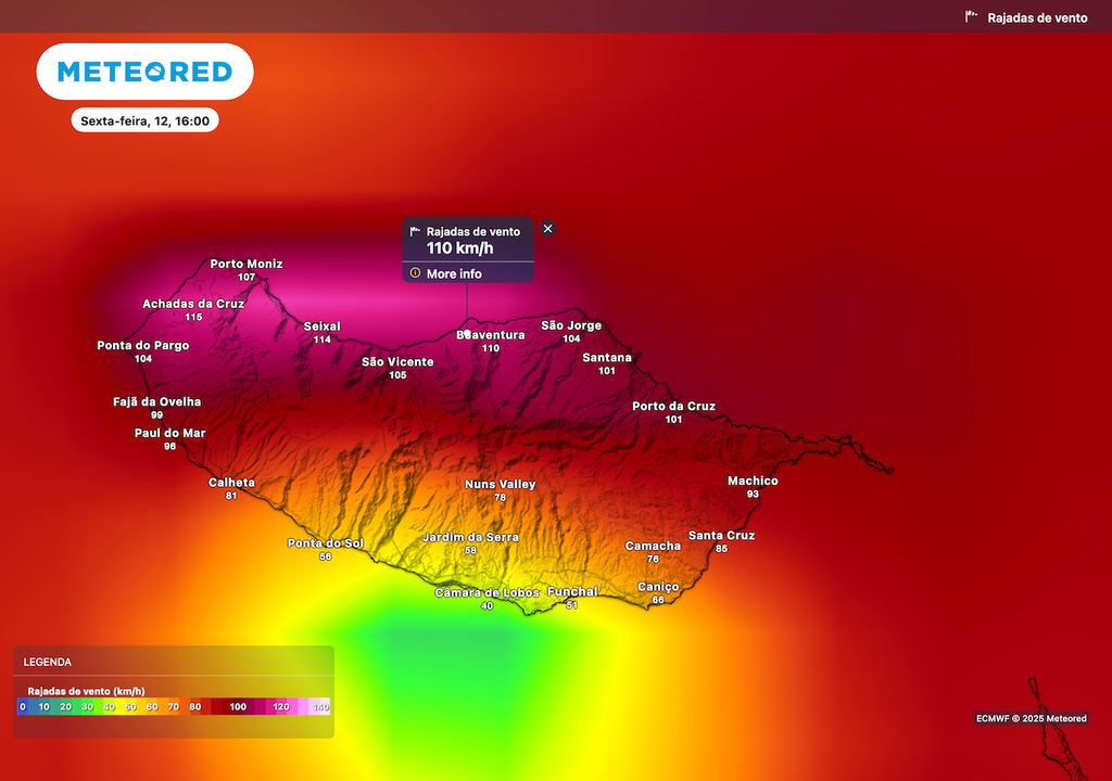 Rajadas de vento até 110 km/h na Madeira. Rajadas de vento até 110 km/h na Madeira.