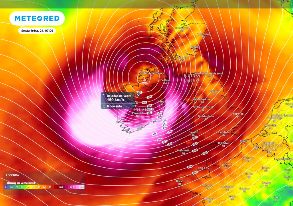 Previsão de rajadas de vento no Reino Unido para sexta-feira durante a manhã. Previsão de rajadas de vento no Reino Unido para sexta-feira durante a manhã.