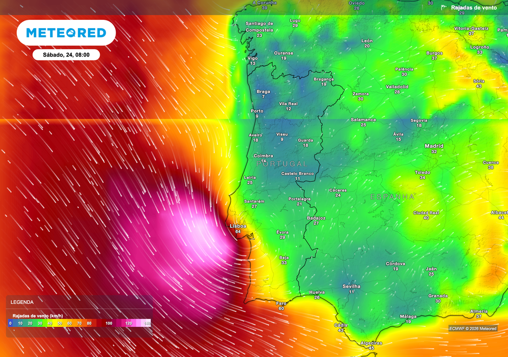 Rajadas de vento intensas associadas à tempestade Ingrid.