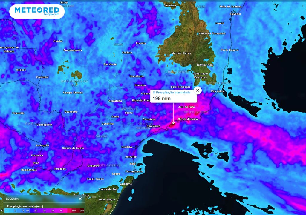 Previsão de acumulados totais até sexta-feira (08)