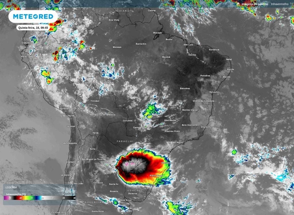 Imagens do canal infravermelho (10.3 µm) a bordo do GOES-19.