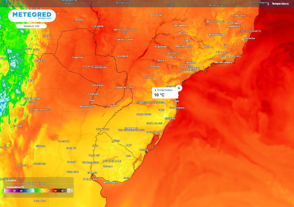 Previsão de temperaturas mínimas para sábado (06).