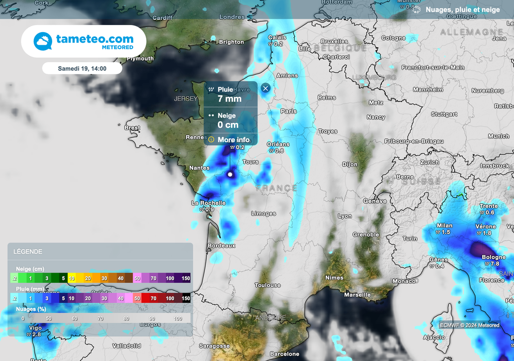 Météo pluvieuse cet après-midi dans le nord-ouest de la France. Météo pluvieuse cet après-midi dans le nord-ouest de la France.