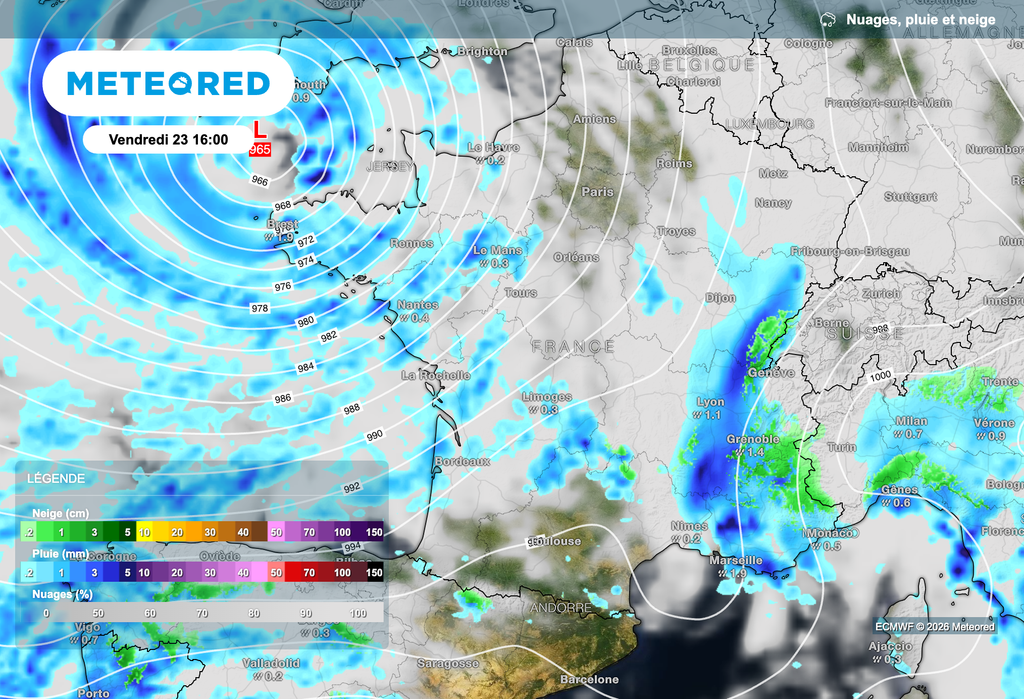 Des précipitations dans de nombreuses régions vendredi.